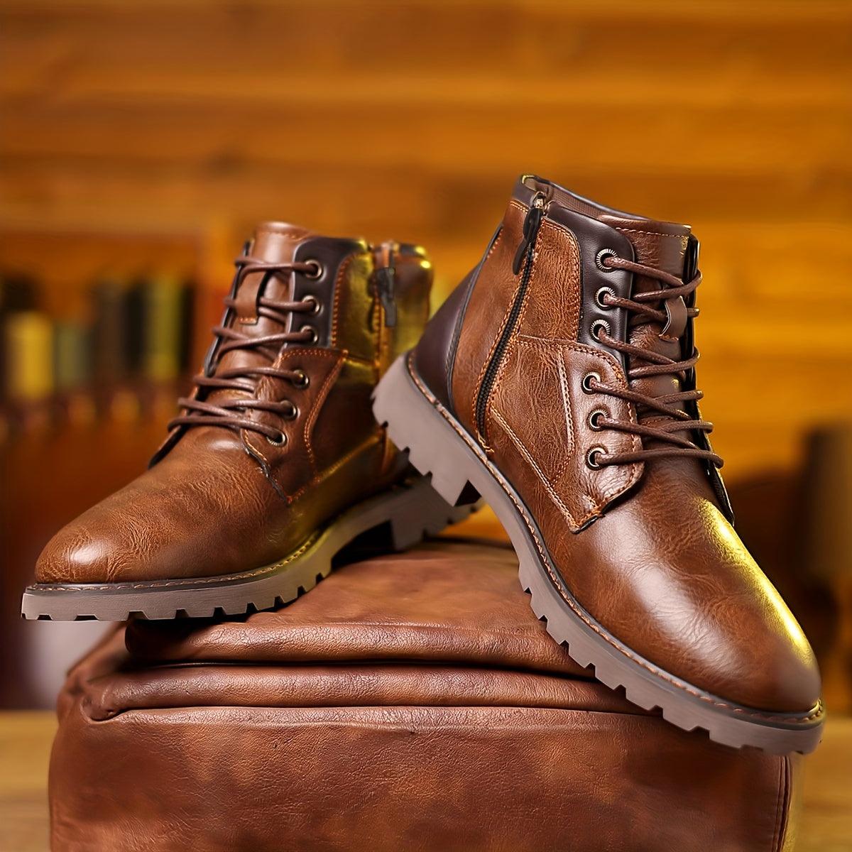 Męskie skórzane buty z zamkiem, eleganckie i trwałe